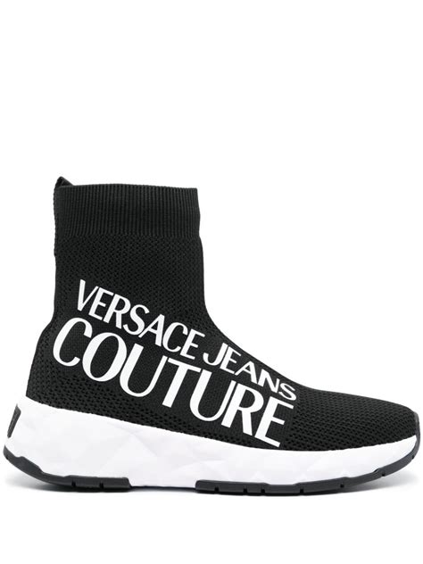 versace jeans logo sock sneakers|Versace Jeans couture sneakers white.